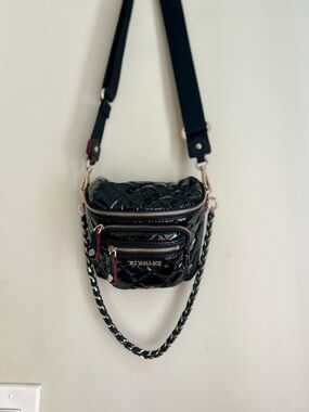 Mz Wallace Micro Crosby Sling in Black Lacquer